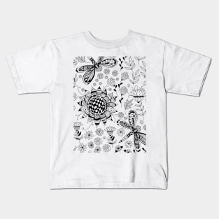 Dragonflies and flowers Kids T-Shirt